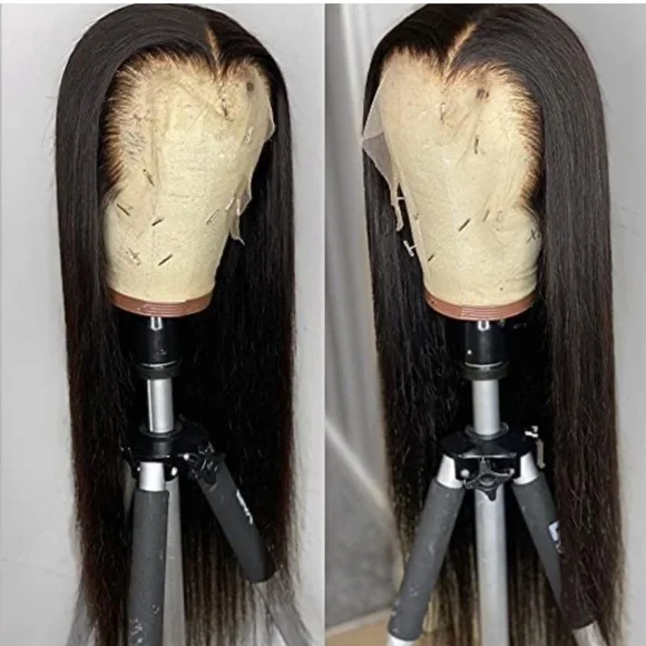 26inch Black Long Straight Lace Front Wig